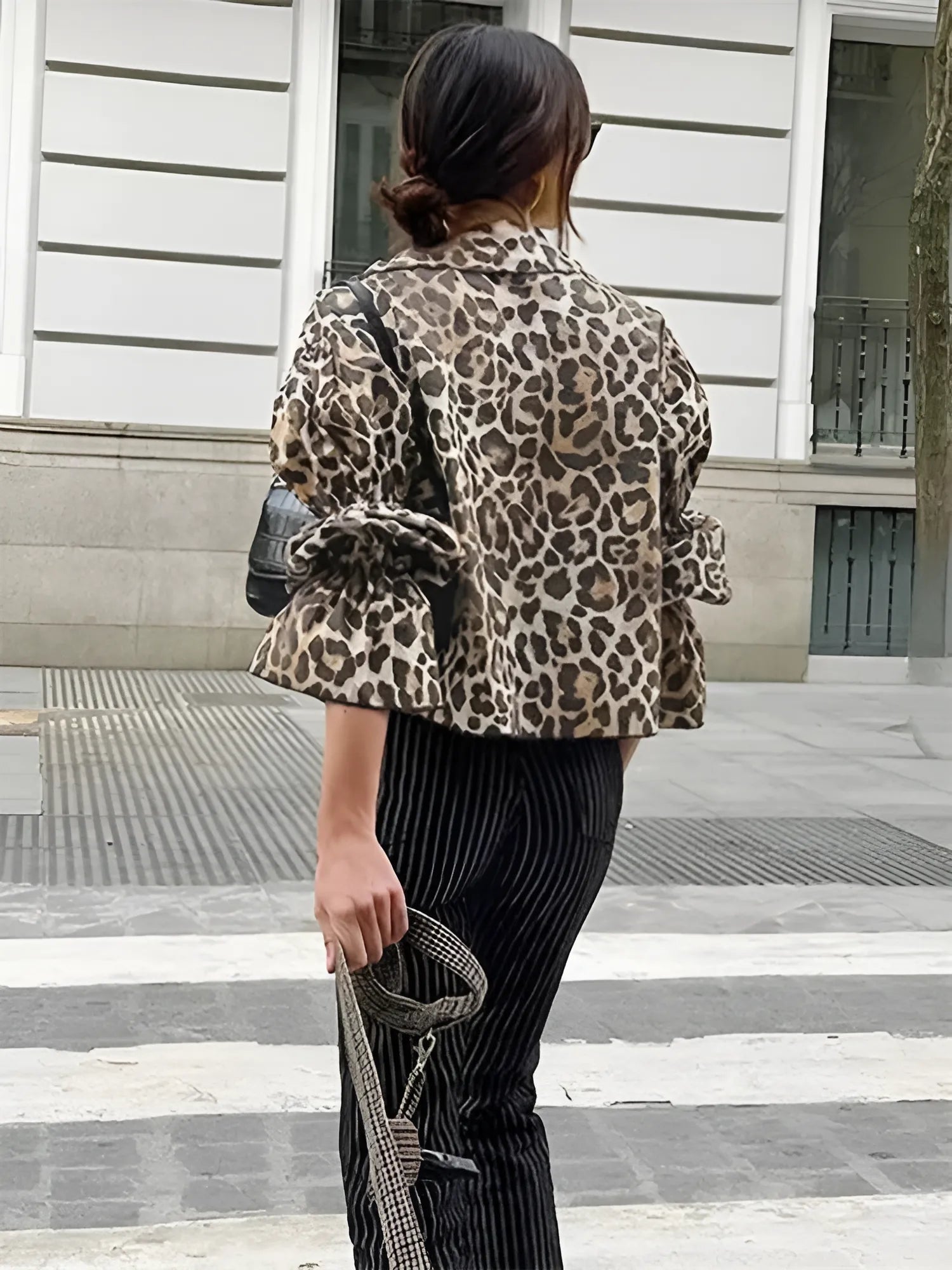 Leopar Desenli Bağlamalı Gömlek Bluz