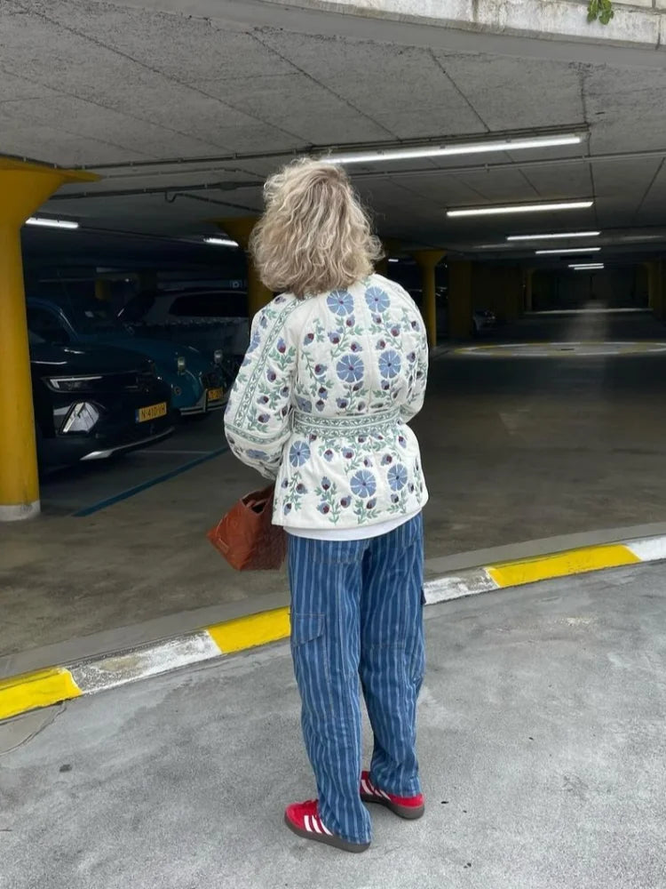 Çiçek Baskı Ceket Mont