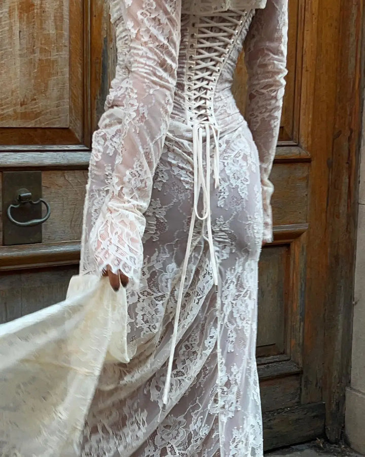 Vintage Dantelli Maxi Elbise