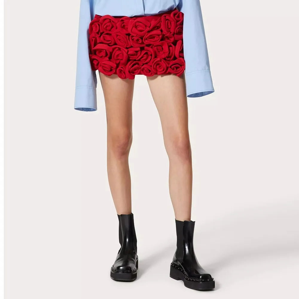 Patchwork Çiçek Dizayn Mini Şort Etek