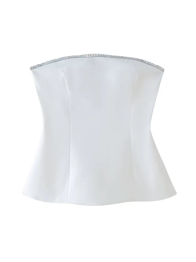 Conjunto Straplez Üst Mini Etek Takım