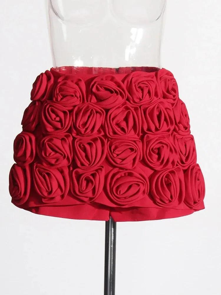 Patchwork Çiçek Dizayn Mini Şort Etek