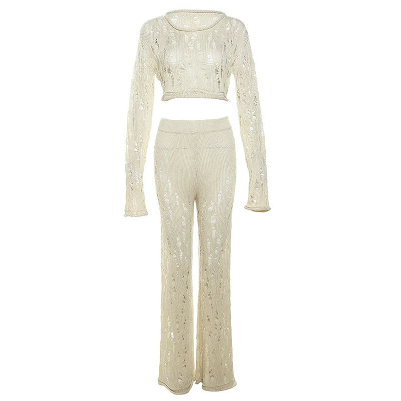 Yıpratma Detaylı Pantolon Bluz İkili Takım