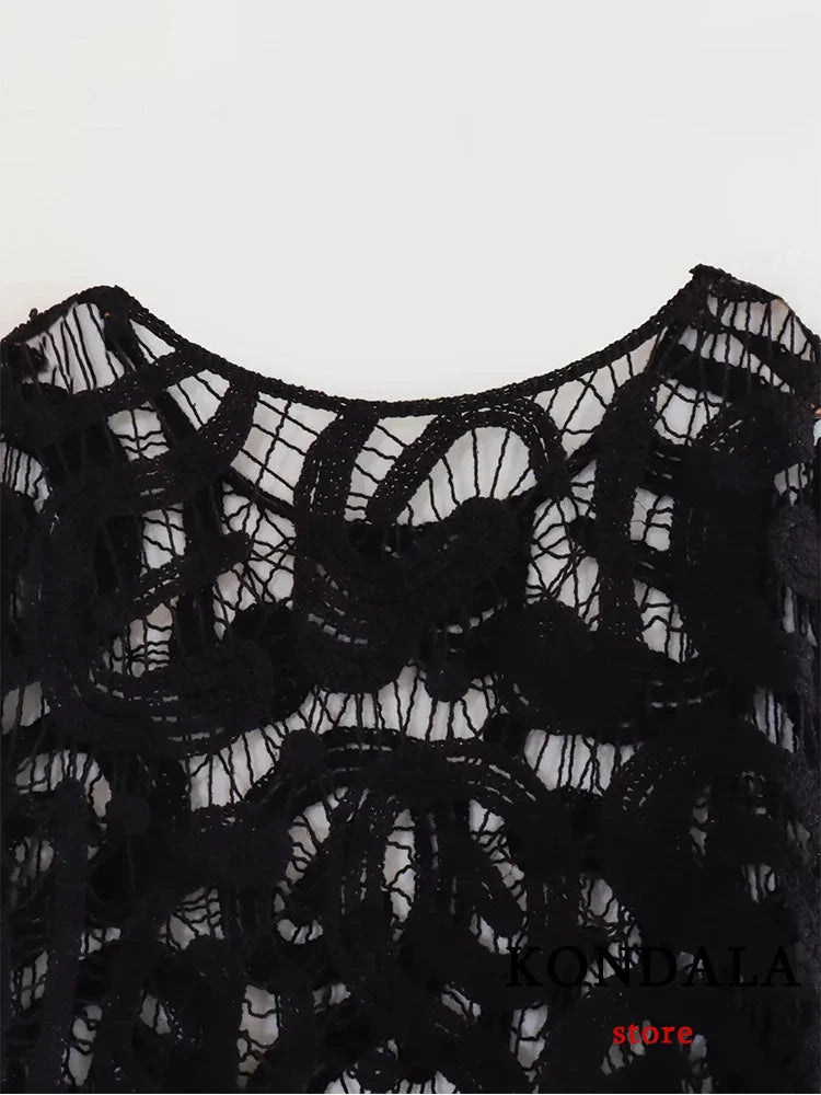 Dantel Örme Uzun Kollu Bluz