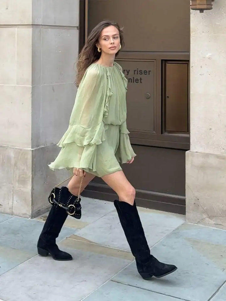 Aurelia Şifon Uçuş Mini Elbise