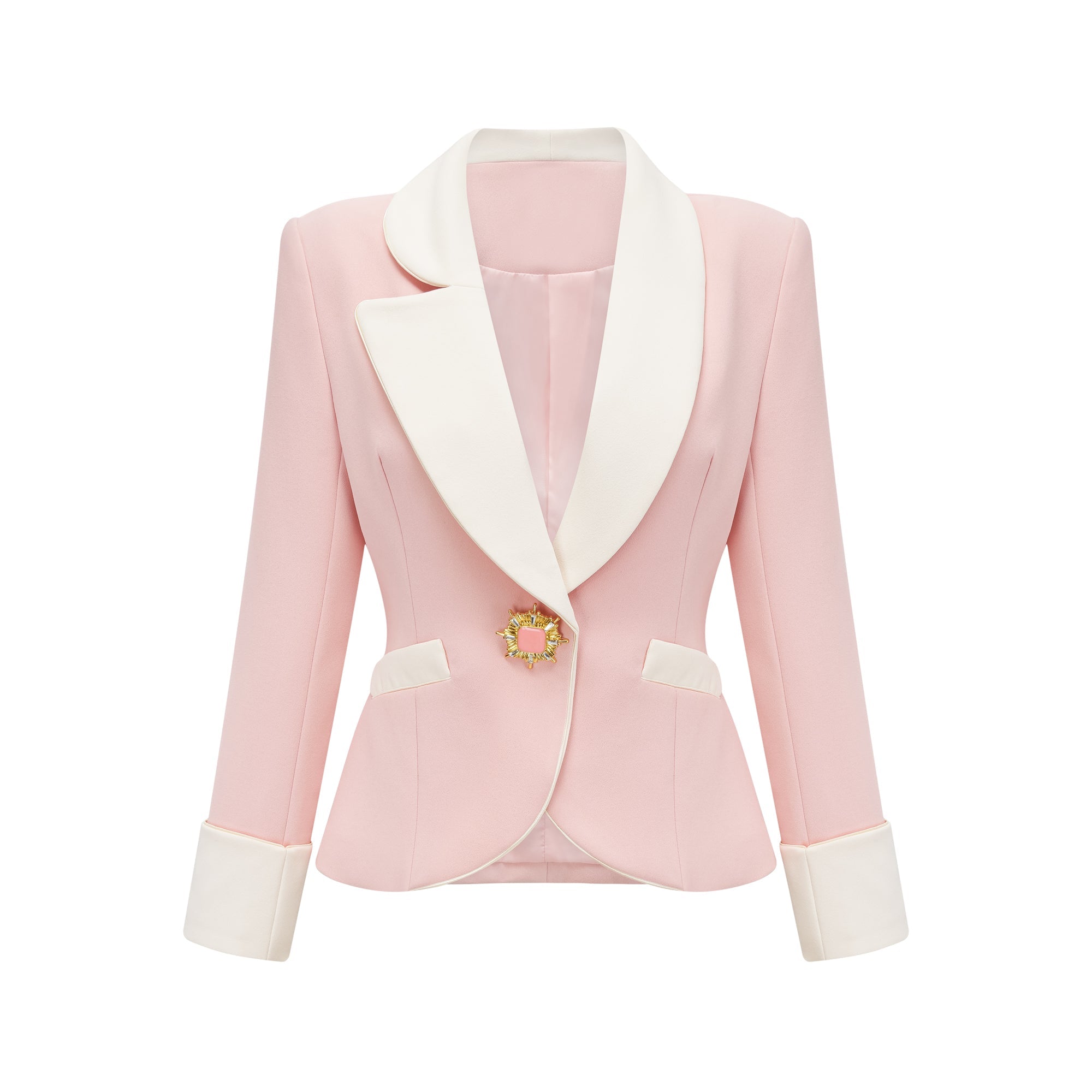 Claretta Renk Bloklu Blazer Ve Pantolon Uyumlu Takım