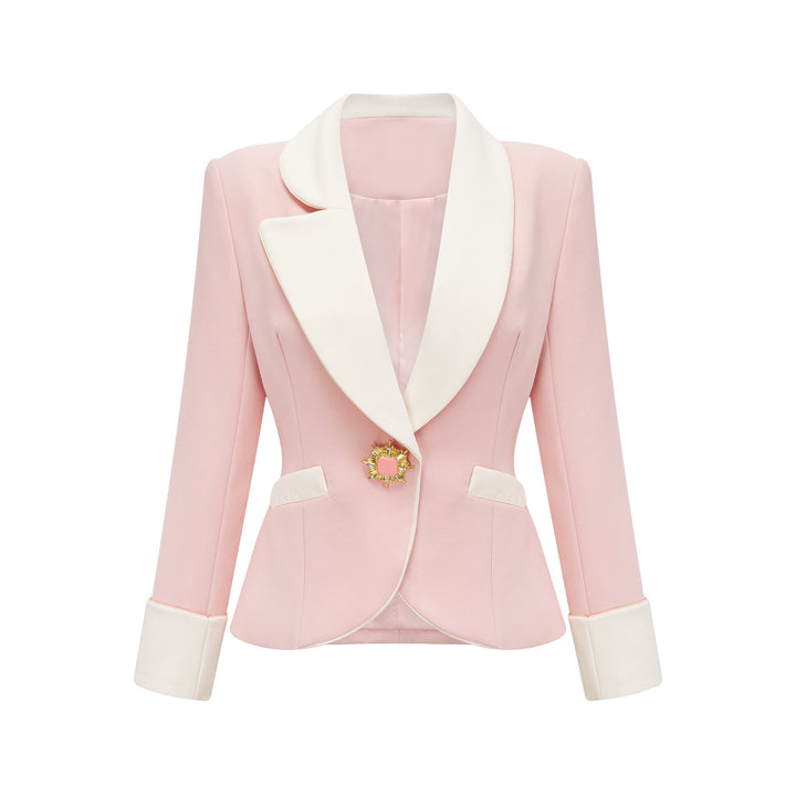 Claretta Renk Bloklu Blazer Ve Pantolon Uyumlu Takım
