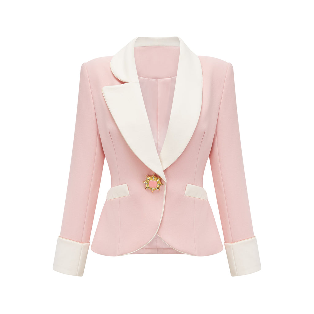 Claretta Renk Bloklu Blazer Ve Pantolon Uyumlu Takım