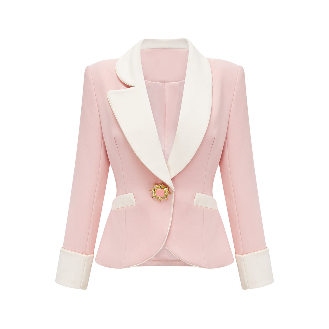 Claretta Renk Bloklu Blazer Ve Pantolon Uyumlu Takım