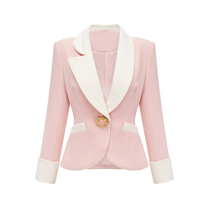 Claretta Renk Bloklu Blazer Ve Pantolon Uyumlu Takım