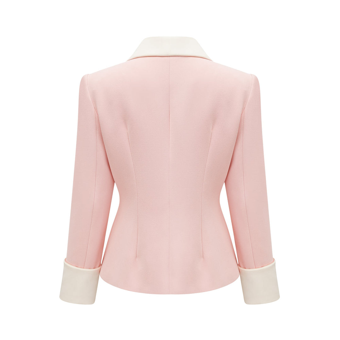 Claretta Renk Bloklu Blazer Ve Pantolon Uyumlu Takım