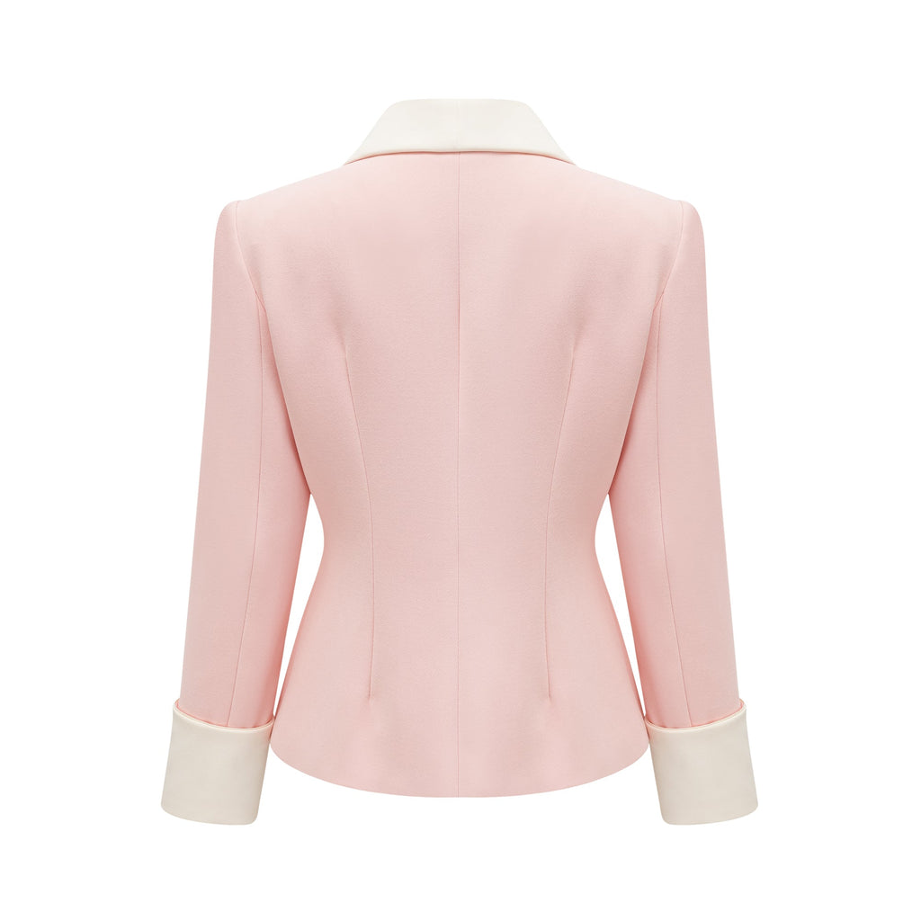 Claretta Renk Bloklu Blazer Ve Pantolon Uyumlu Takım