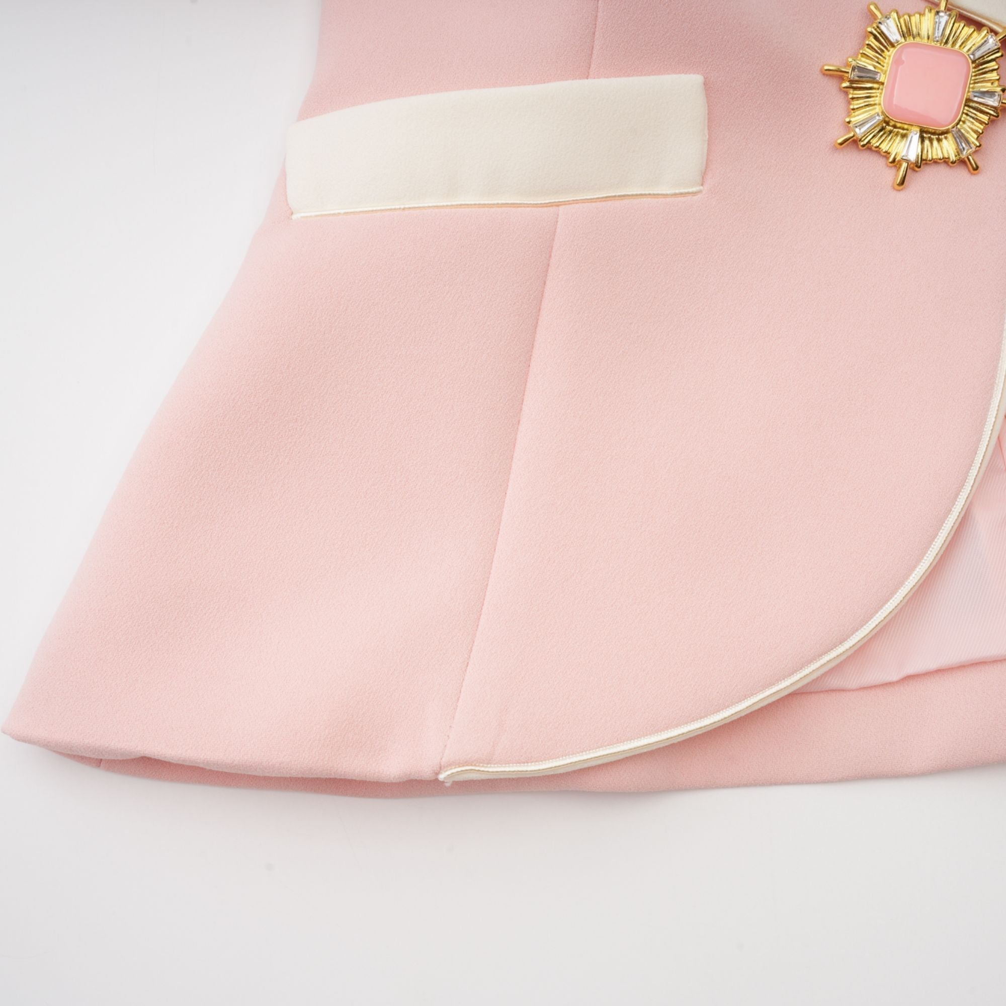 Claretta Renk Bloklu Blazer Ve Pantolon Uyumlu Takım