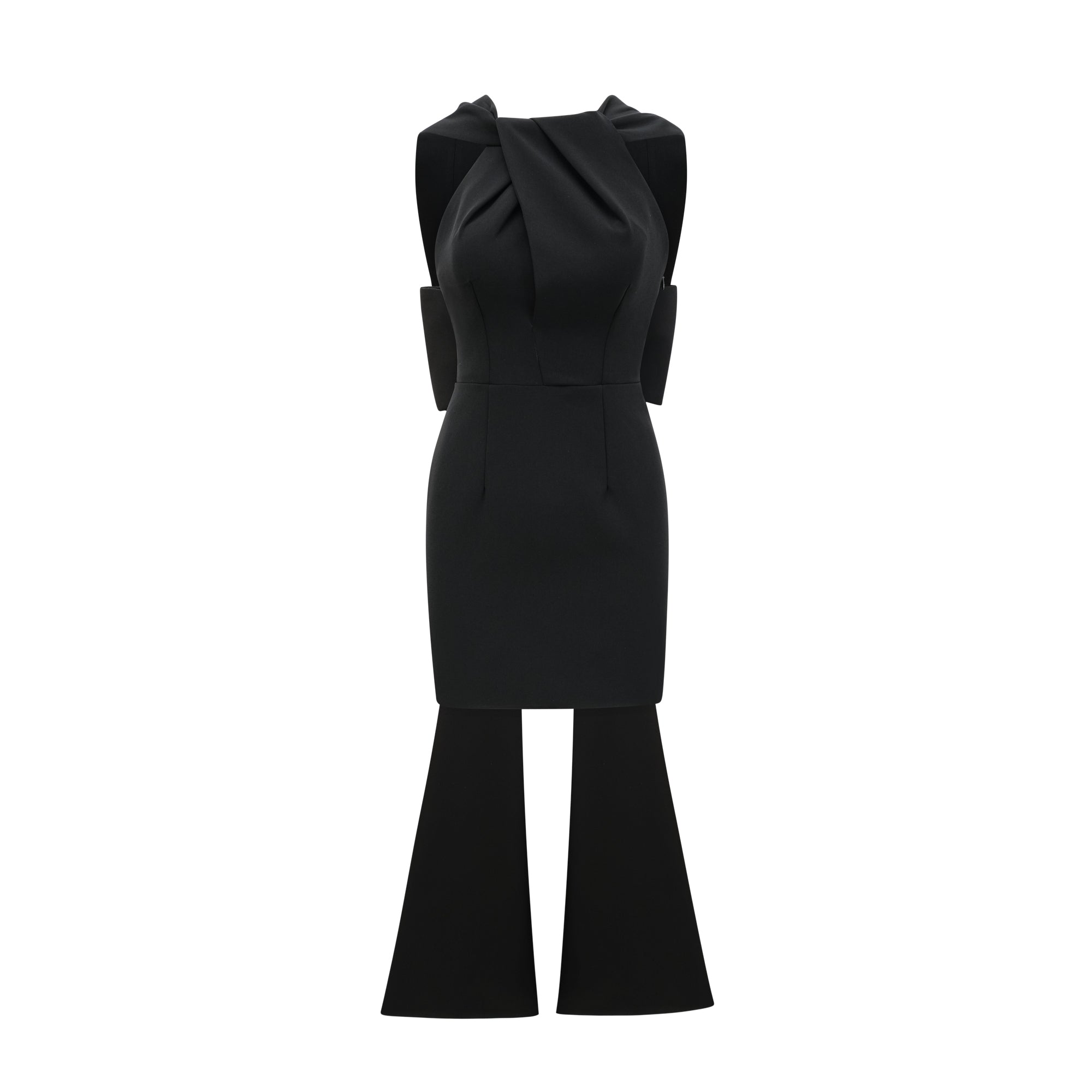Noémie Siyah Oversize Fiyonklu Mini Elbise