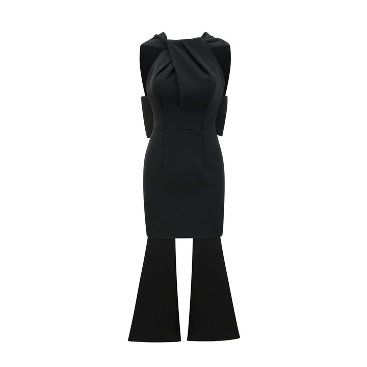 Noémie Siyah Oversize Fiyonklu Mini Elbise