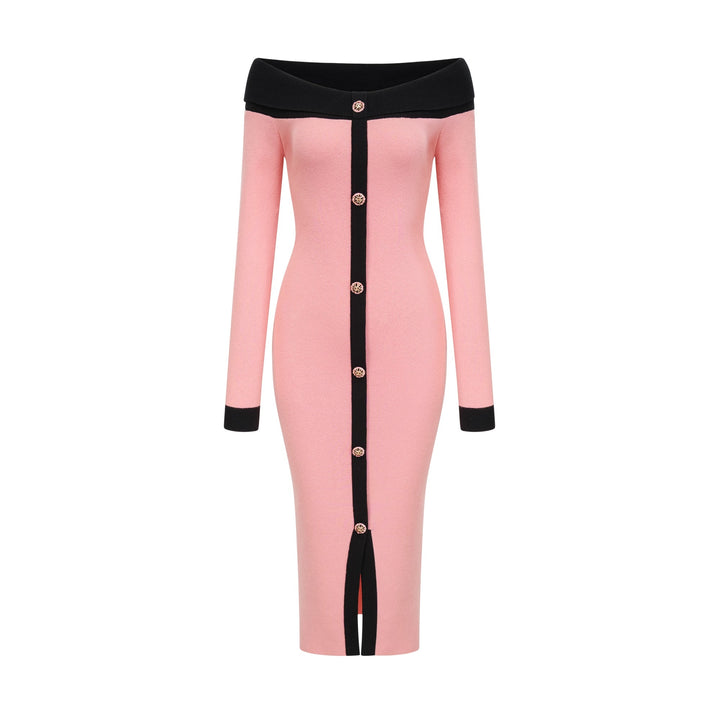 Carine Pembe Midi Elbise