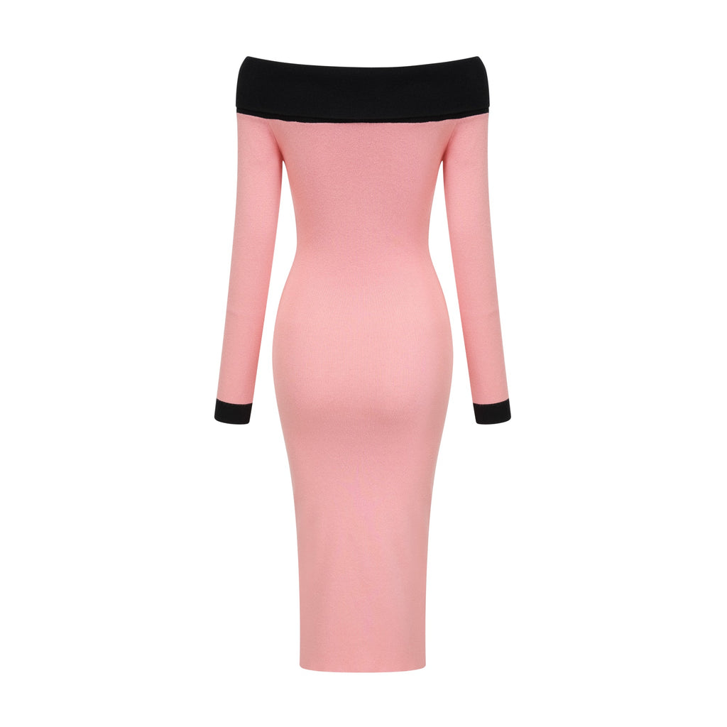 Carine Pembe Midi Elbise