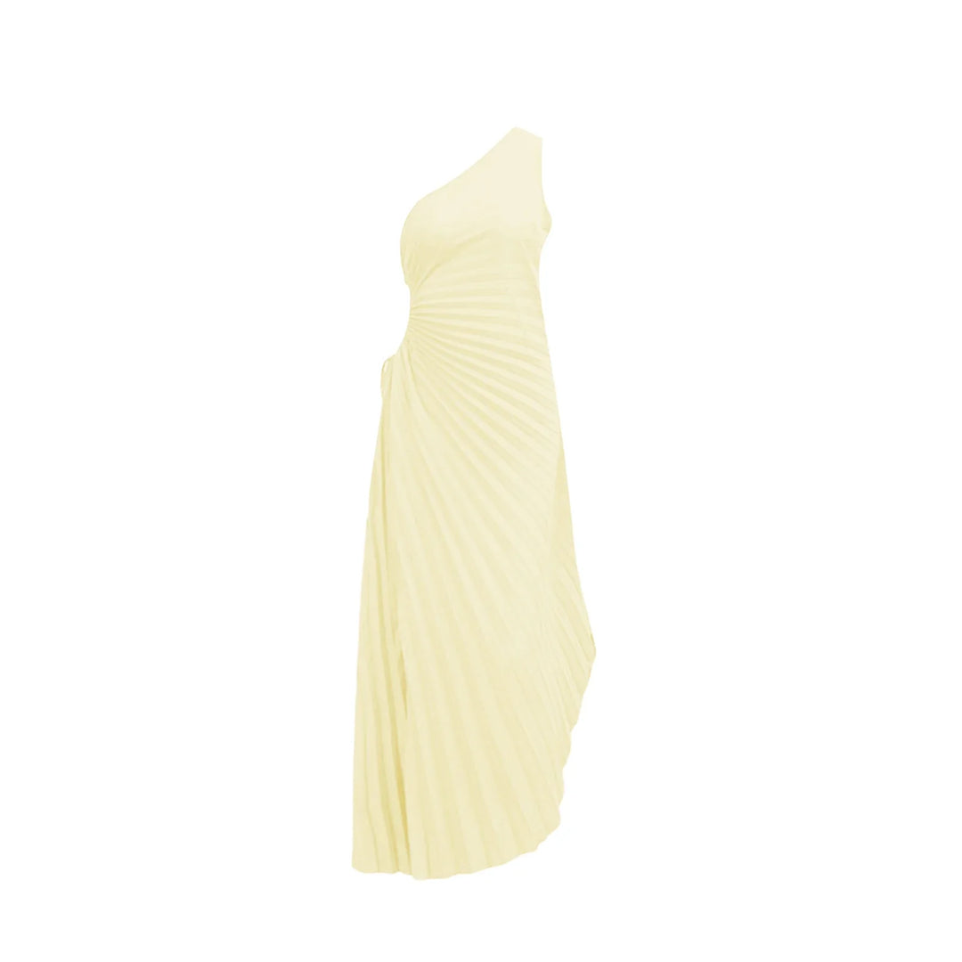 Cutout Detaylı Pileli Elbise