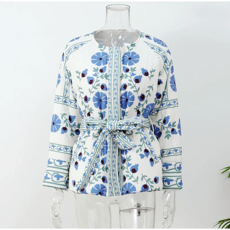 Çiçek Baskı Ceket Mont