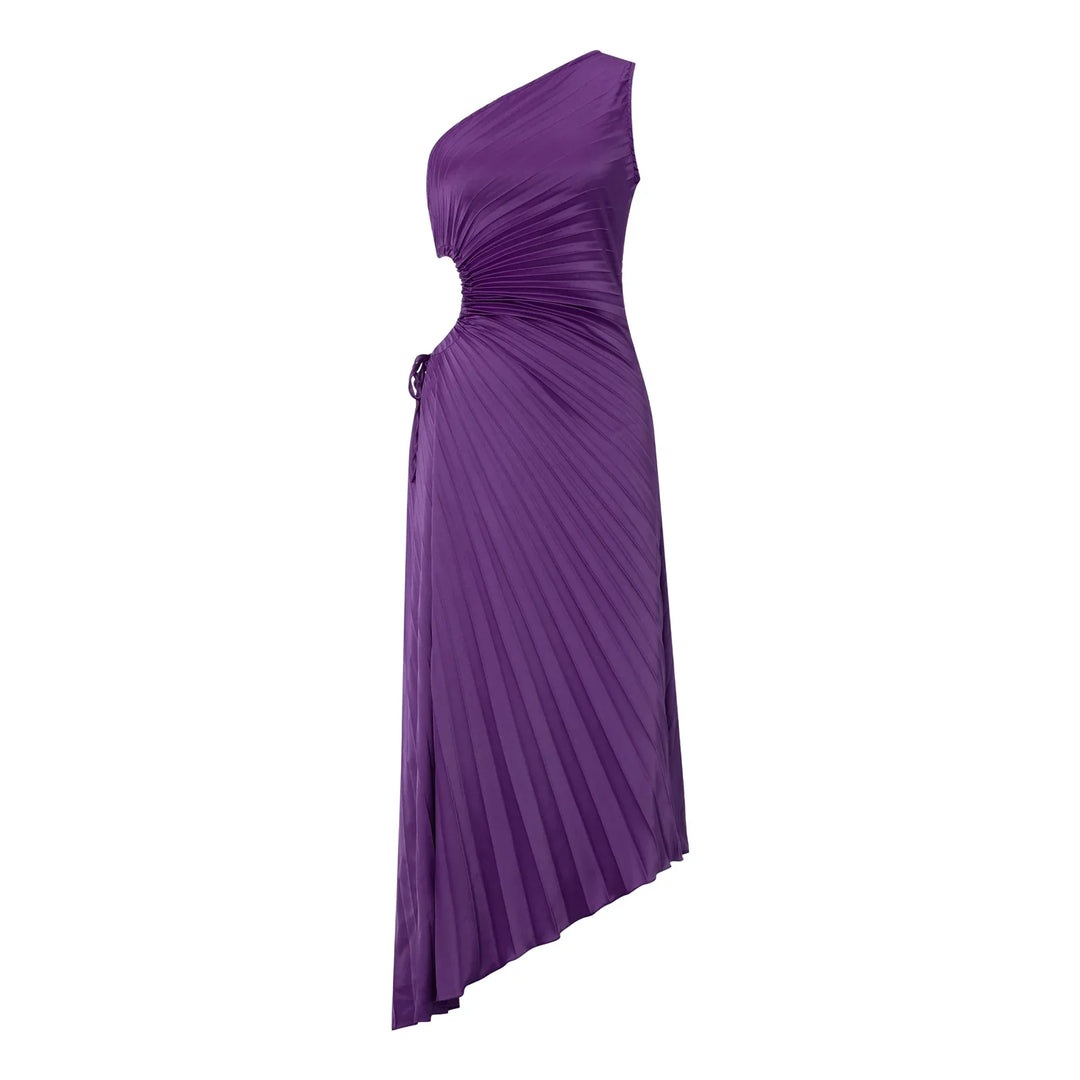 Cutout Detaylı Pileli Elbise