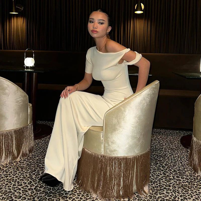 Tek Omuz Askı Detaylı Midi Elbise