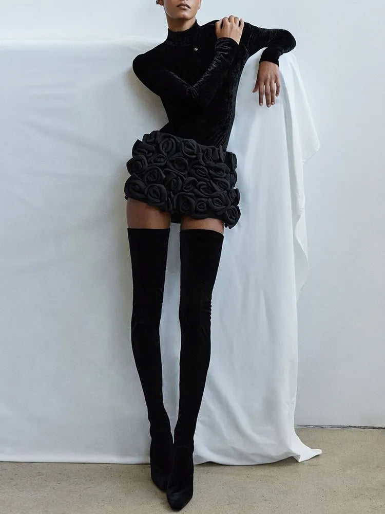 Patchwork Çiçek Dizayn Mini Şort Etek