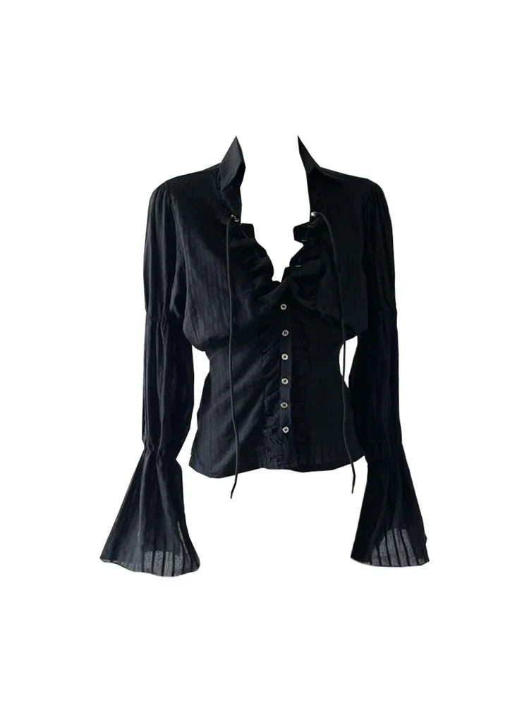 Fransız Model İspanyol Kollu Gömlek Bluz