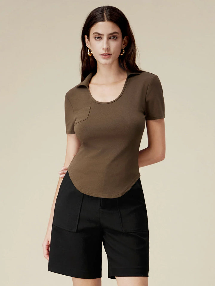 Pamuklu Slim Fit Kaburga Örgü Üst