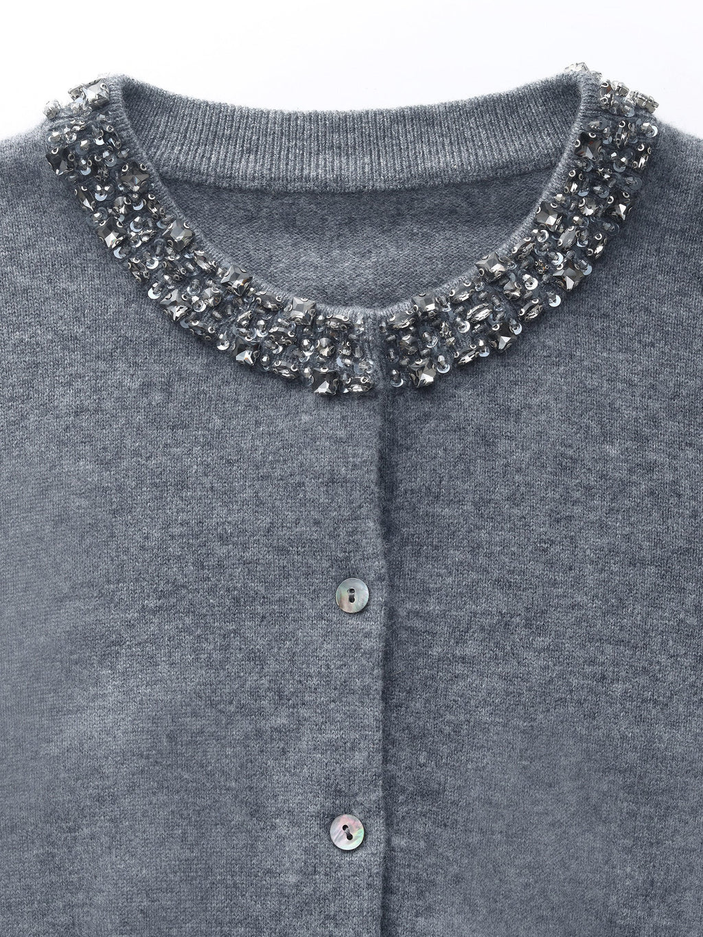 Boncuklu Yuvarlak Yaka Kadın Hırka