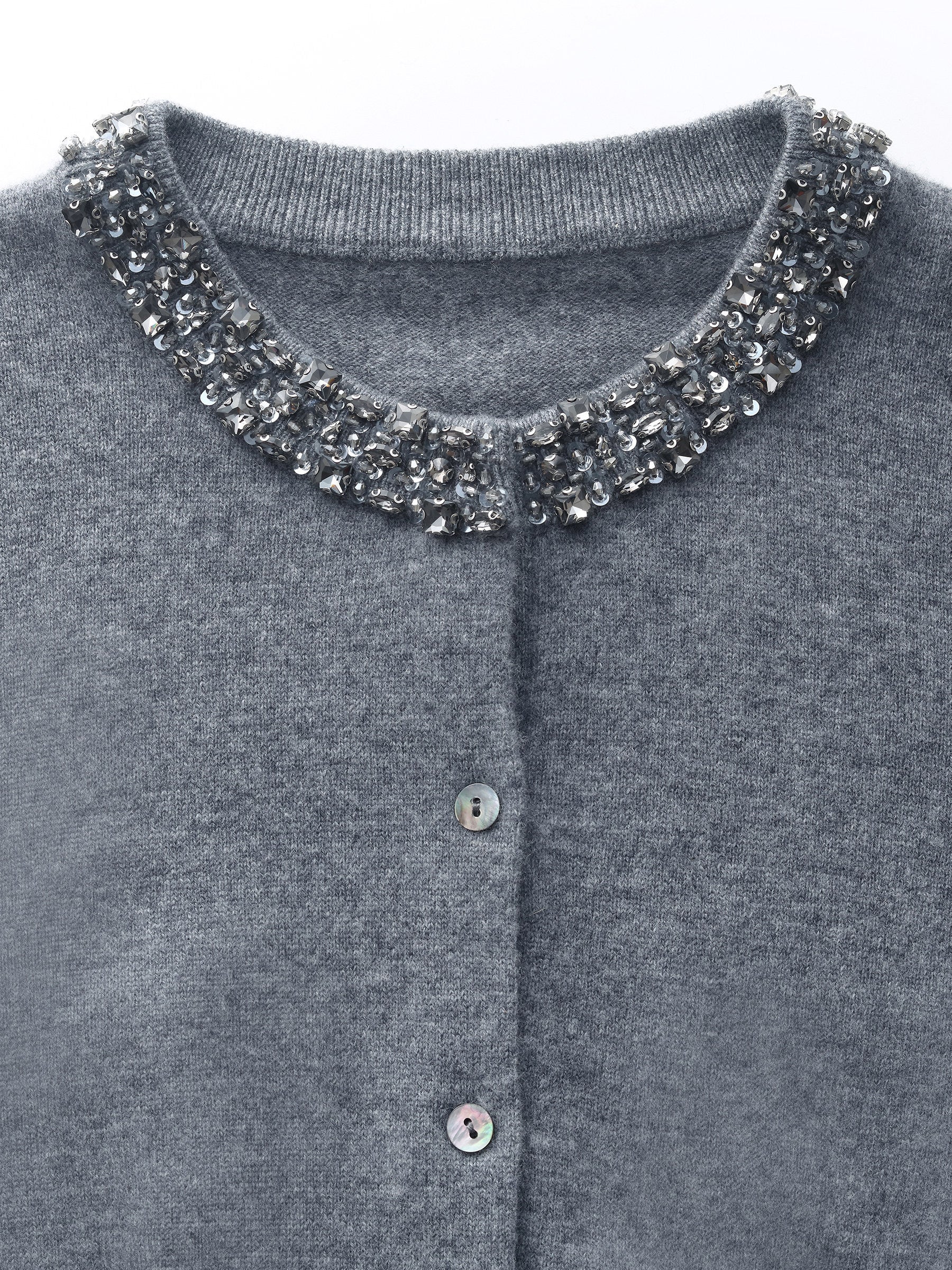 Boncuklu Yuvarlak Yaka Kadın Hırka