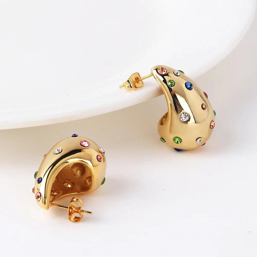 Çok Renkli Damla Küpe - Riosso