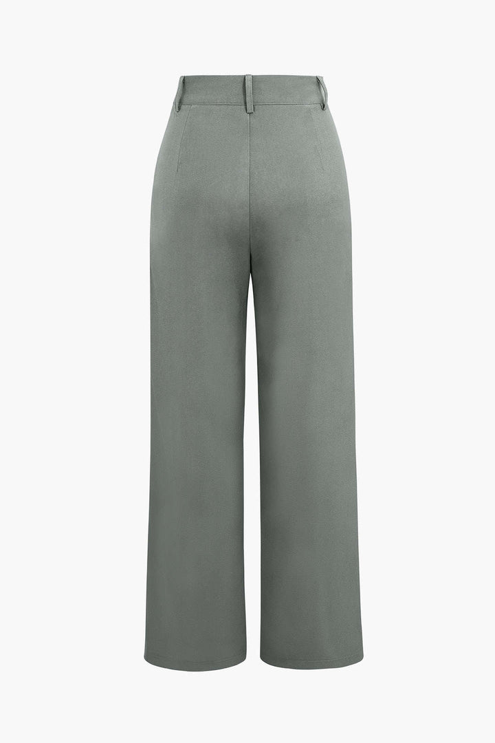 Drape Wrap Düz Paça Takım Pantolon