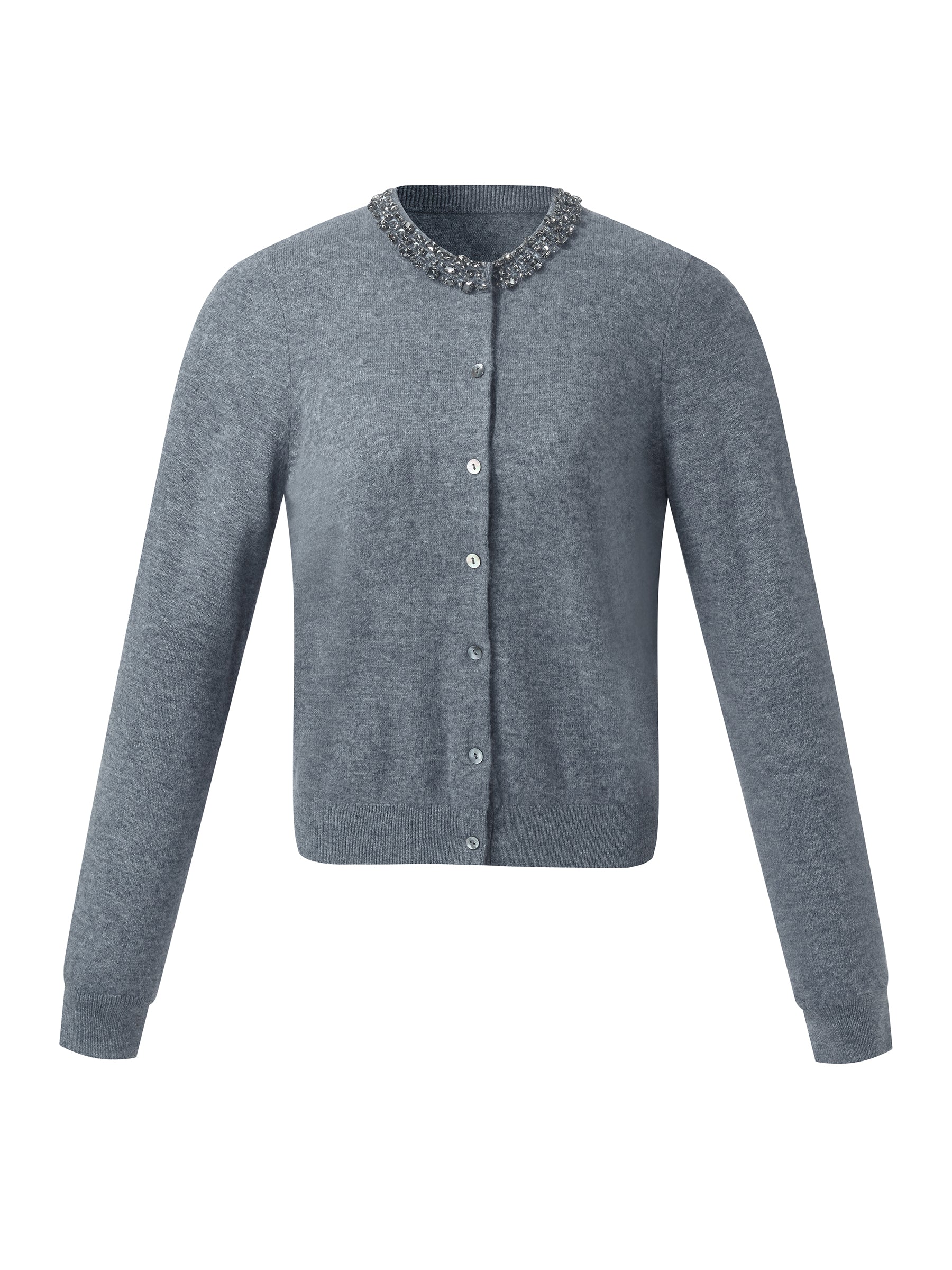 Boncuklu Yuvarlak Yaka Kadın Hırka