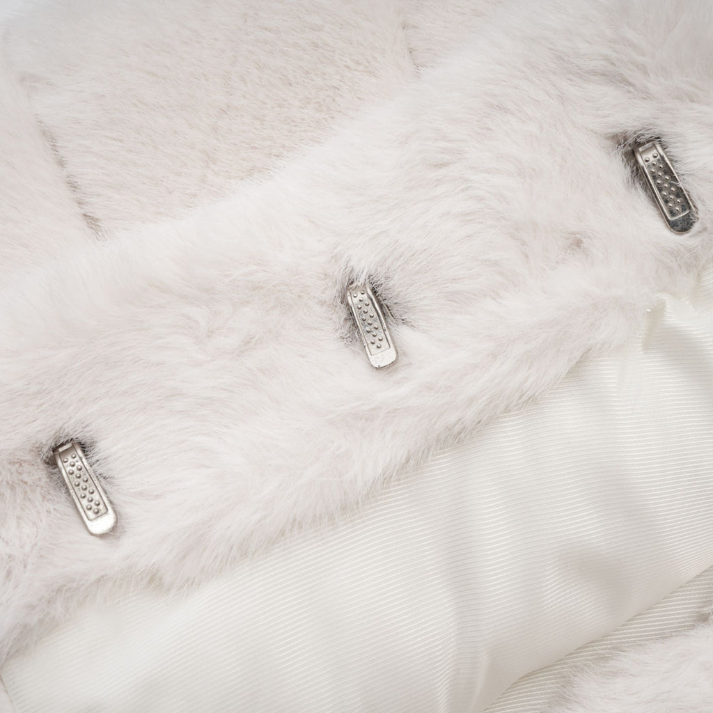 Caitlin Beyaz Suni Kürk Ceket Ve Etek Eşleştirme Seti
