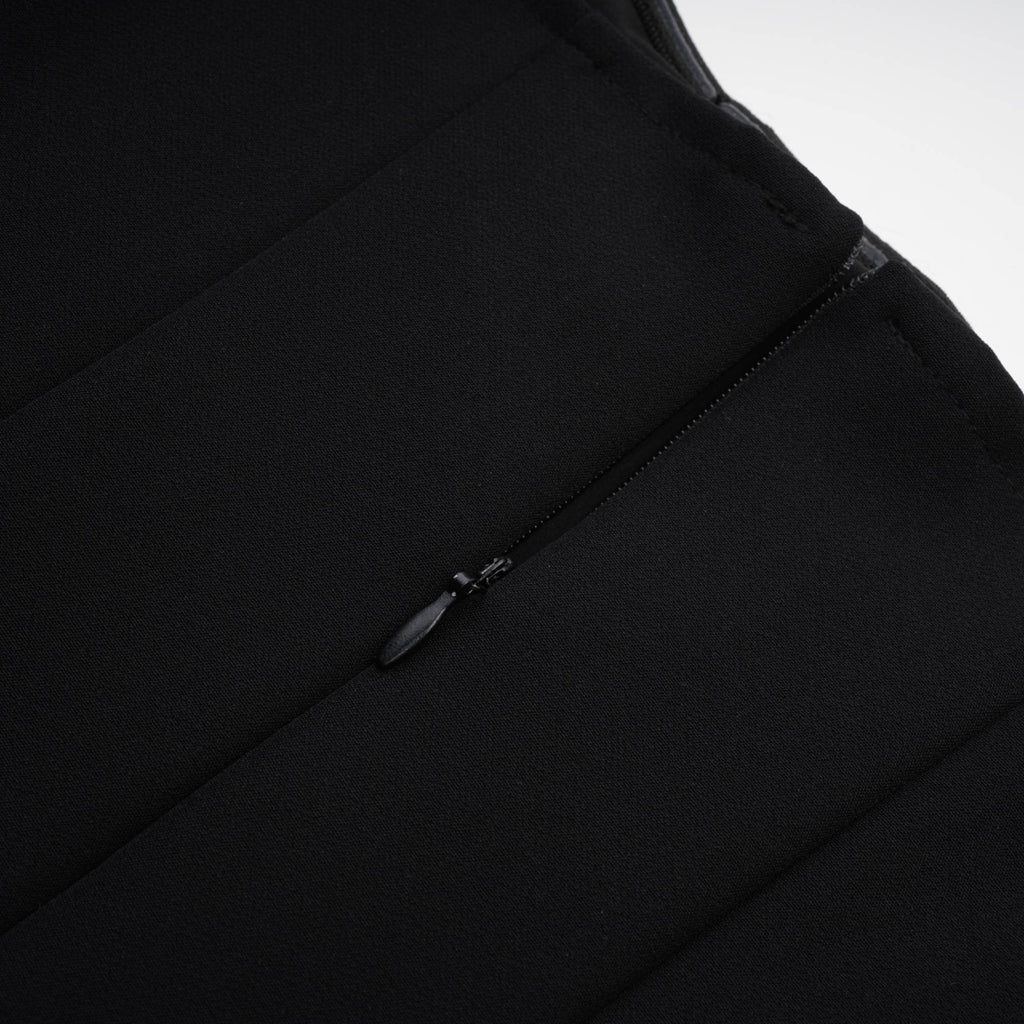 Cendrine Siyah Arkası Açık Pilili Midi Elbise