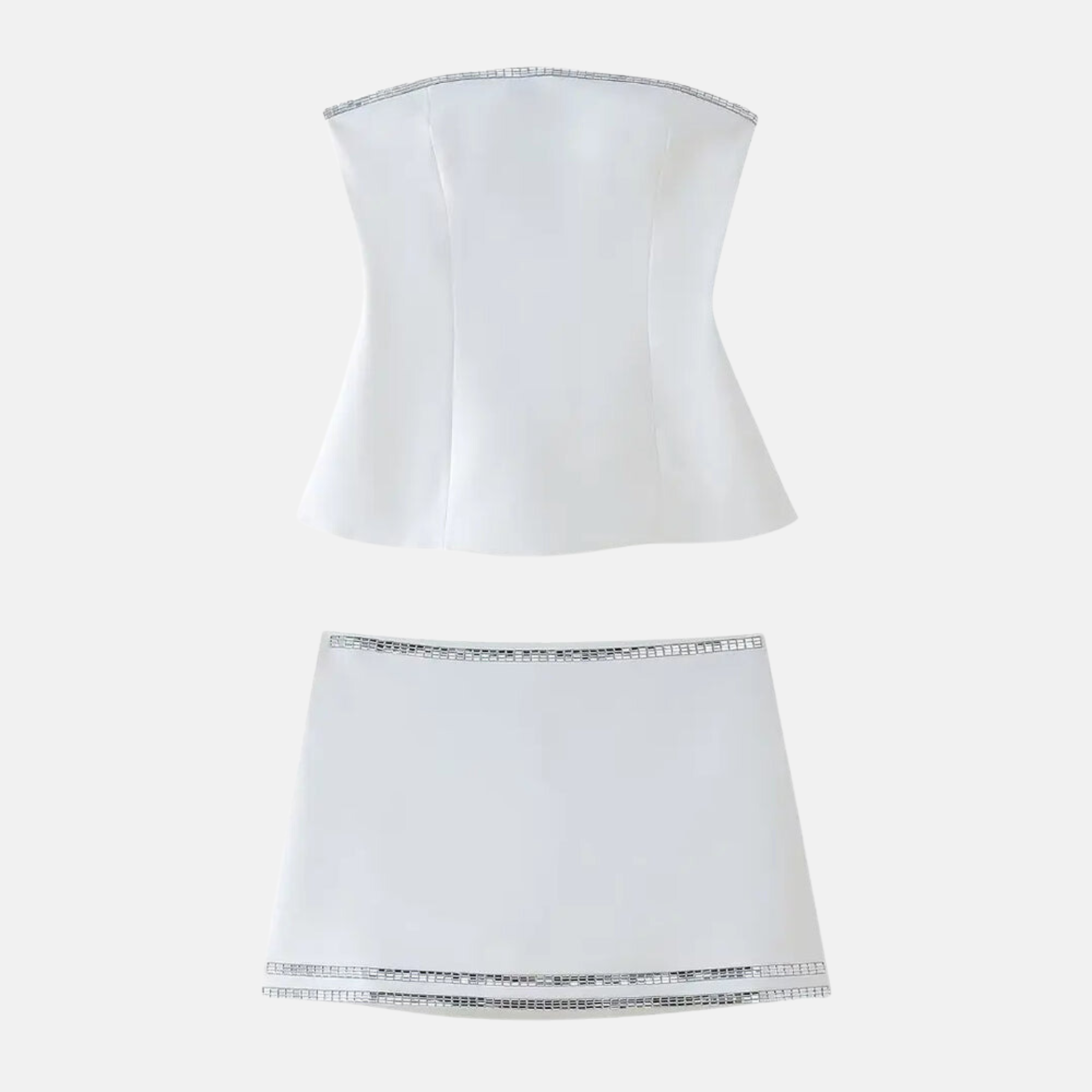 Conjunto Straplez Üst Mini Etek Takım