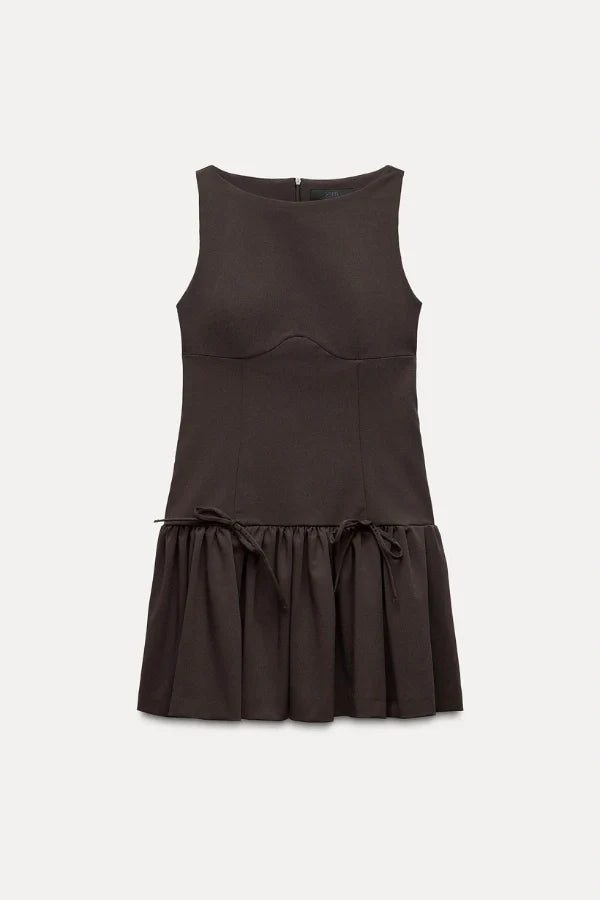 Florence Fiyonklu Fırfırlı Mini Elbise