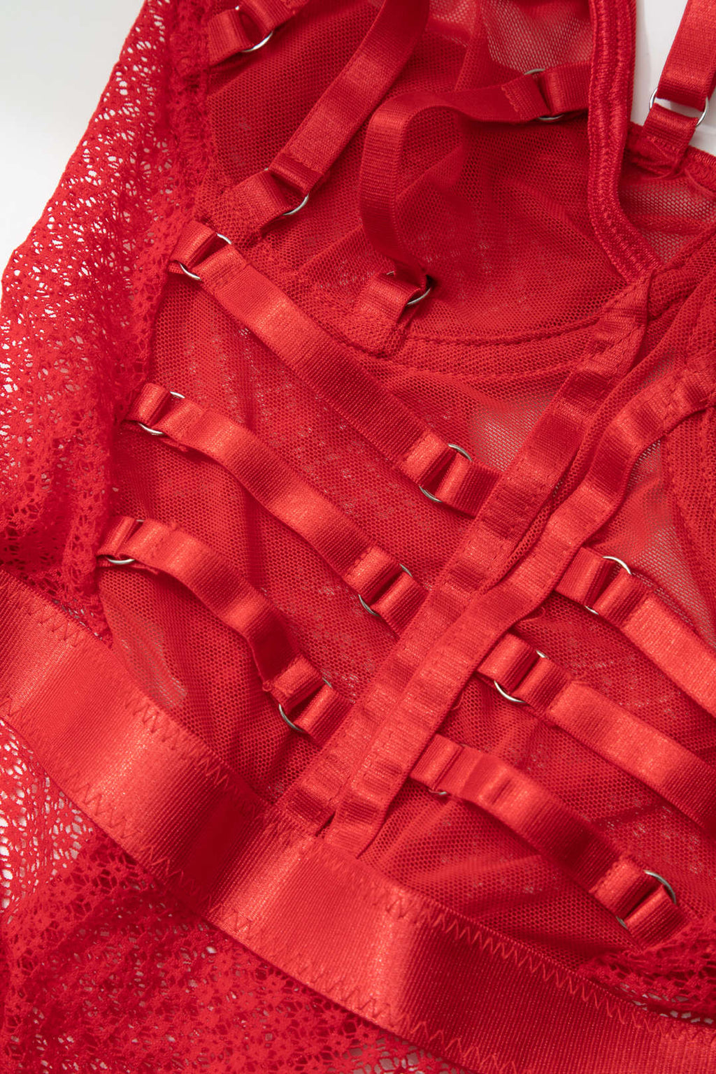 File Şeffaf Sırt Dekolteli Büstiyer İç Giyim Bodysuit