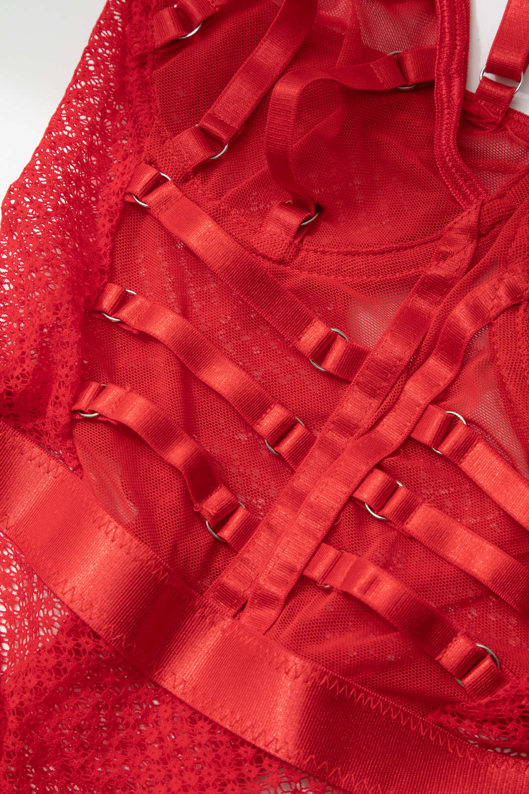 File Şeffaf Sırt Dekolteli Büstiyer İç Giyim Bodysuit