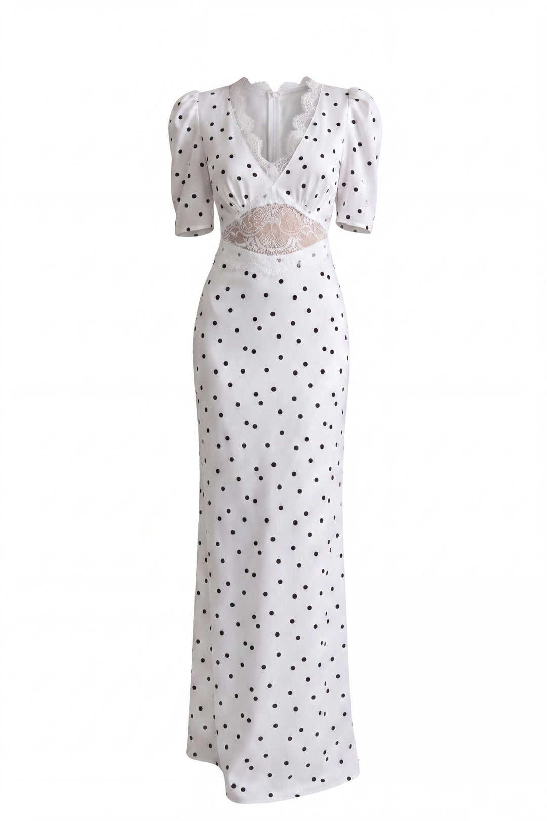 Céleste Polka Dot Maxi Dress With Puff Sleeves - White
