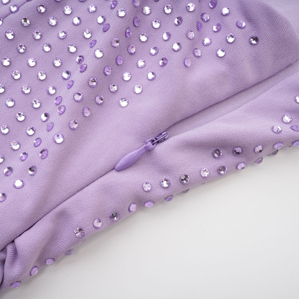 Hermine Mor Kristal İşlemeli Elbise