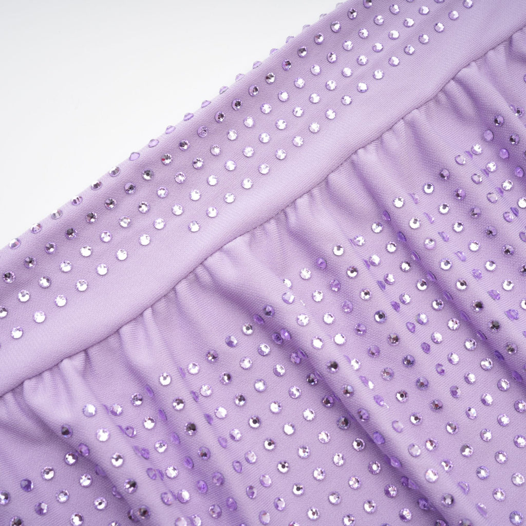 Hermine Mor Kristal İşlemeli Elbise