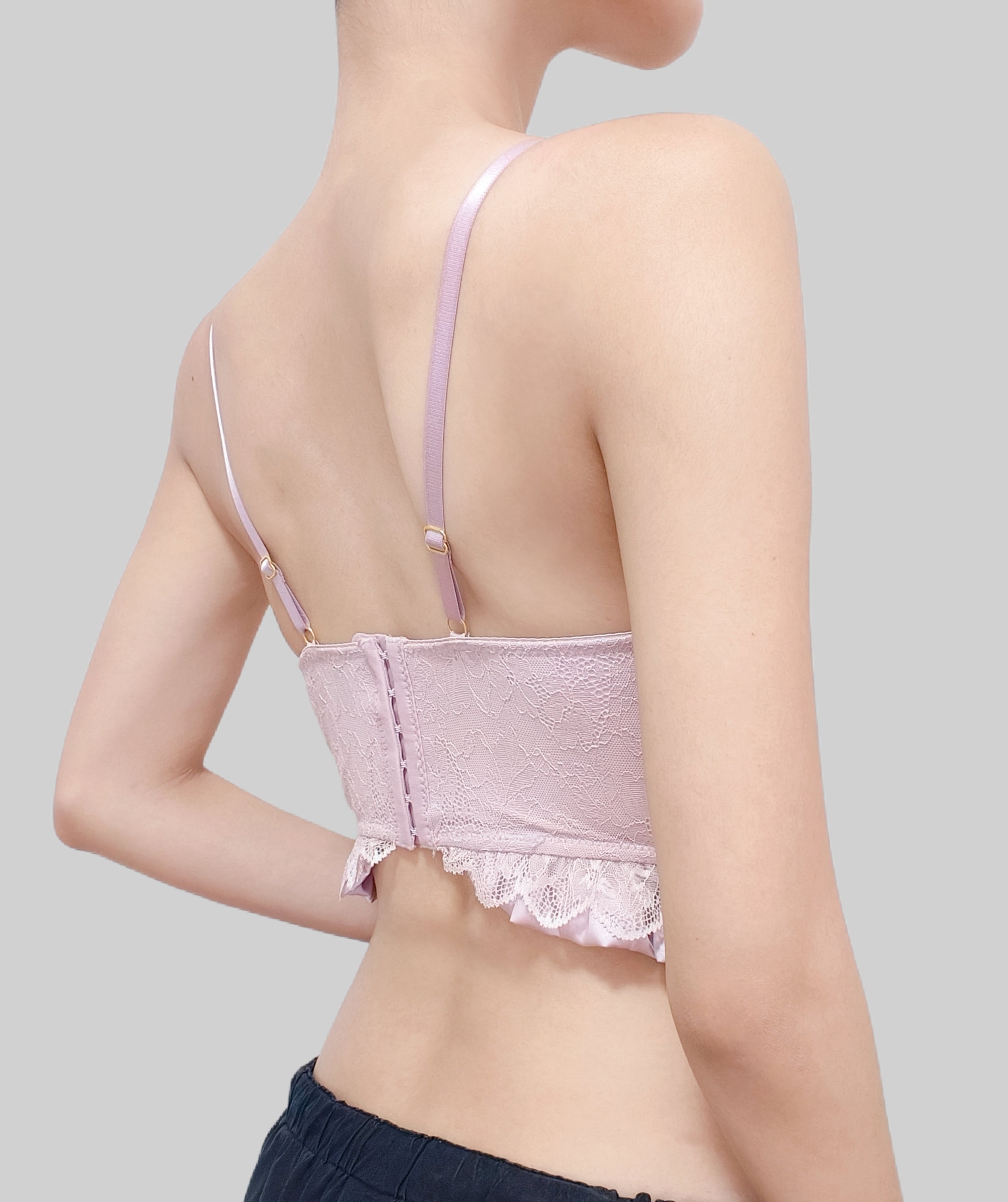 Fransız Kort Stili Saten Korse Bra