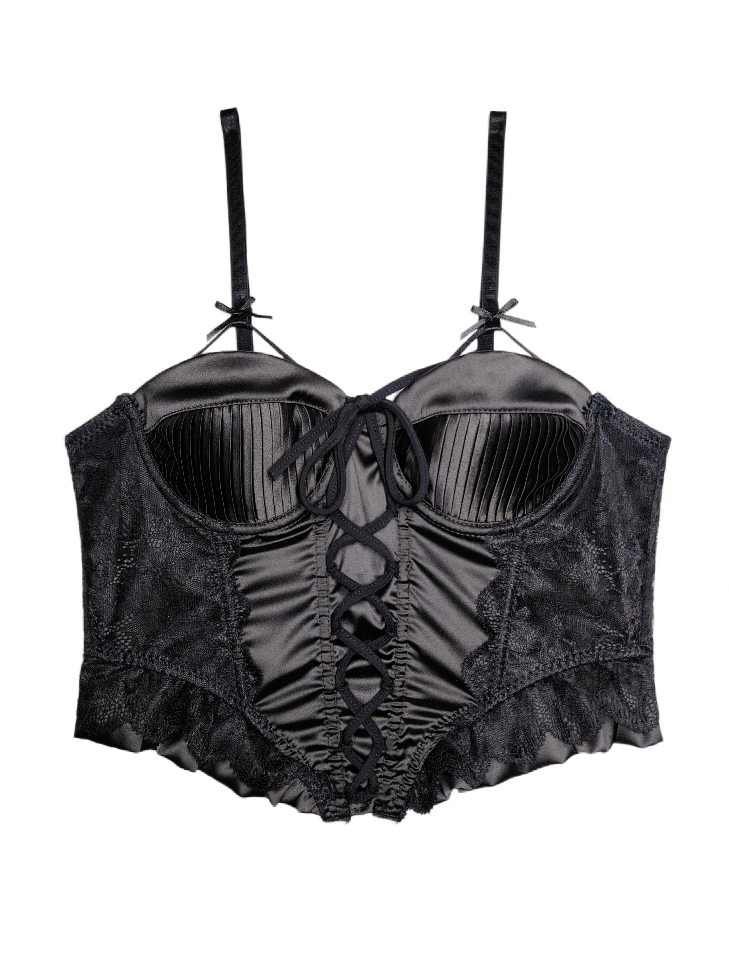 Fransız Kort Stili Saten Korse Bra