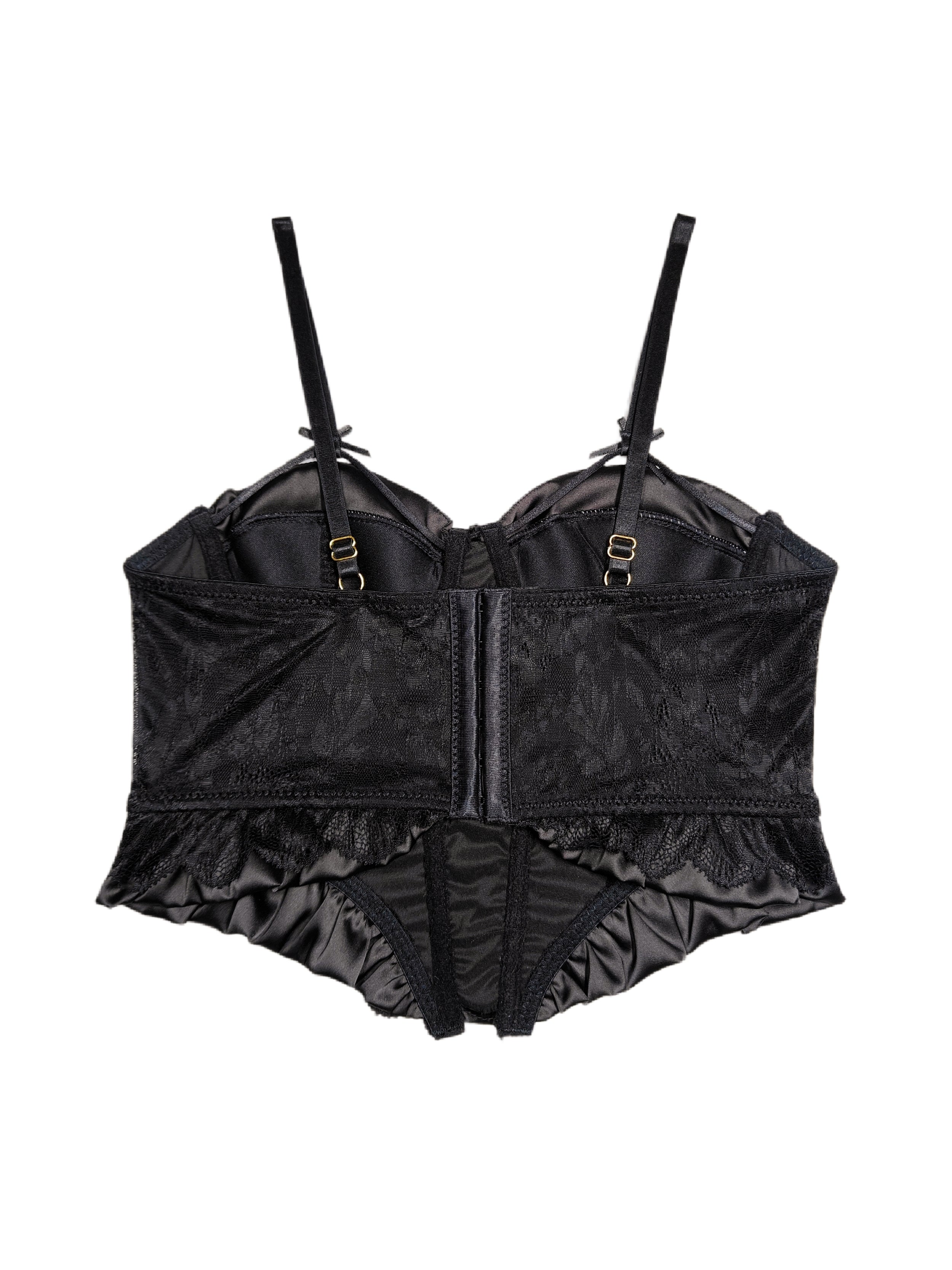 Fransız Kort Stili Saten Korse Bra