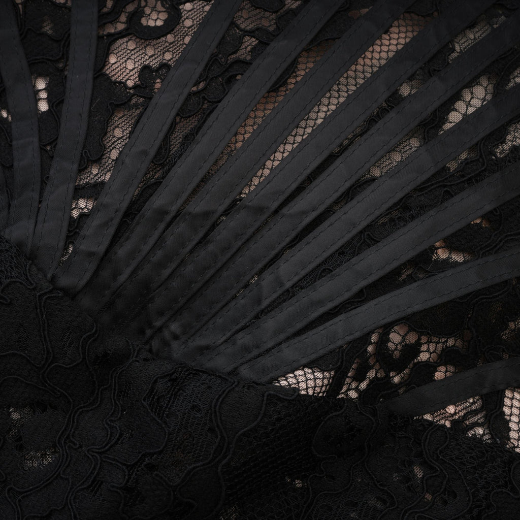 Kylitha Siyah Dantel Kurdeleli Mini Elbise