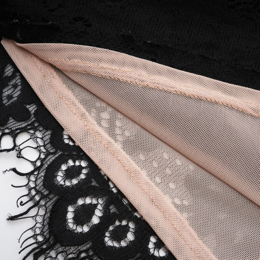 Kylitha Siyah Dantel Kurdeleli Mini Elbise