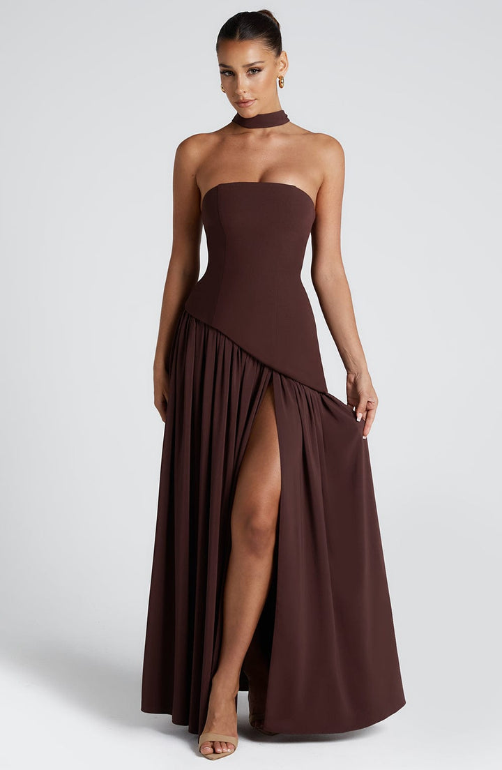 Maliyah Maxi Elbise - Kahverengi