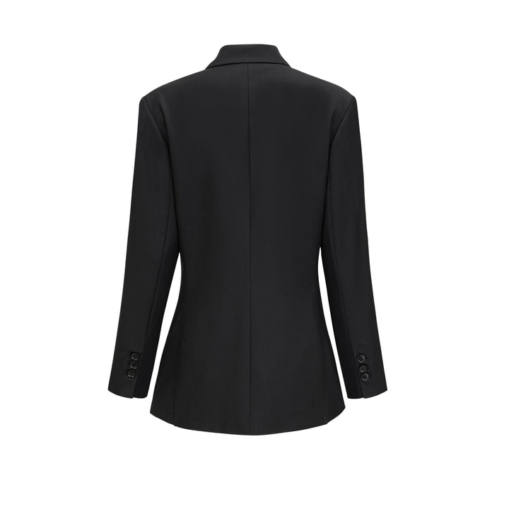 Priscille Siyah Kruvaze Yün Blazer