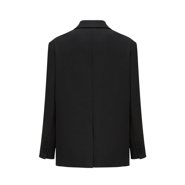 Renée Siyah Bol Kesim Tek Düğmeli Yün Blazer